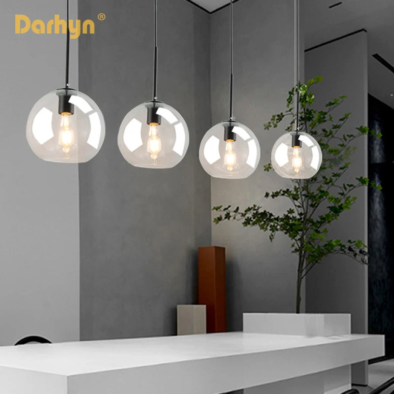 Retro Glass Pendant Light - Modern Hanging Lamp for Home Decor