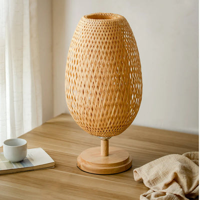 Bamboe Handwerk Weven Table Lamp – Warm Bamboo Bedroom, Study, and Living Room Decoration