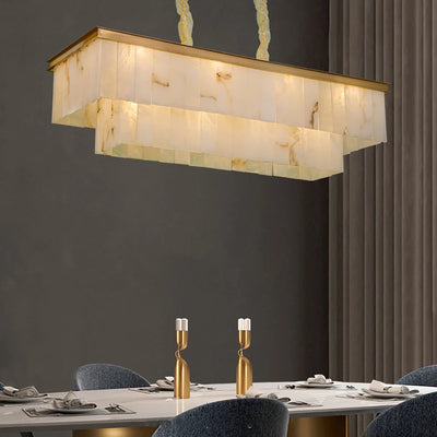 Modern Natural Marble Ceiling Pendant Lights with Copper Finish LED Bulbs for Living Room Bedroom