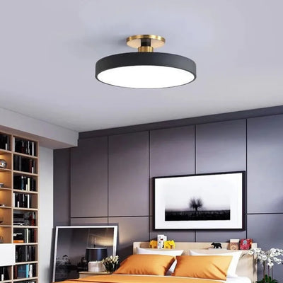 Circular Macaron LED Ceiling Light - Modern Minimalist Remote Dimming Chandelier for Bedroom & Living Room