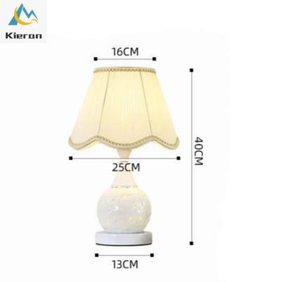 European Modern Simple Ceramic LED Desk Lamp - Bedroom Study Bedside Table Lamp for Living Room Decor, Dimming Fabric Art Floor Lamp