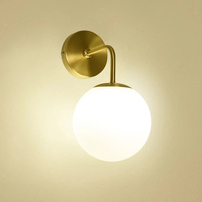 Nordic Wall Lamp: Elegant Golden Wall Lights with Special Glass Round Ball