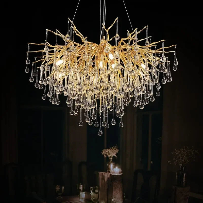 Oblong Crystal Chandelier Living Room Lobby Hotel Light Fixtures for Ceiling Chandelier Luxury Decorative LED Pendant Lights