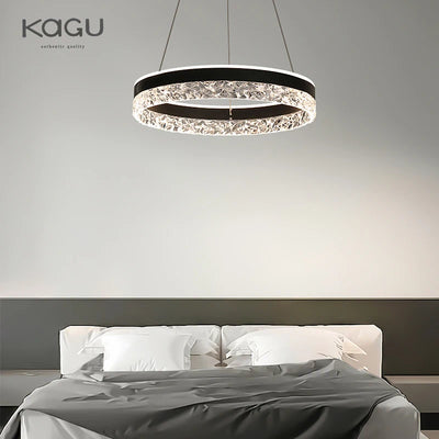 Minimalist Modern LED Chandelier: Elegant Crystal Ring Lighting for Home