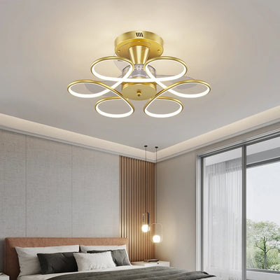 Modern Simple Ceiling Fan with LED Lighting and Remote Control