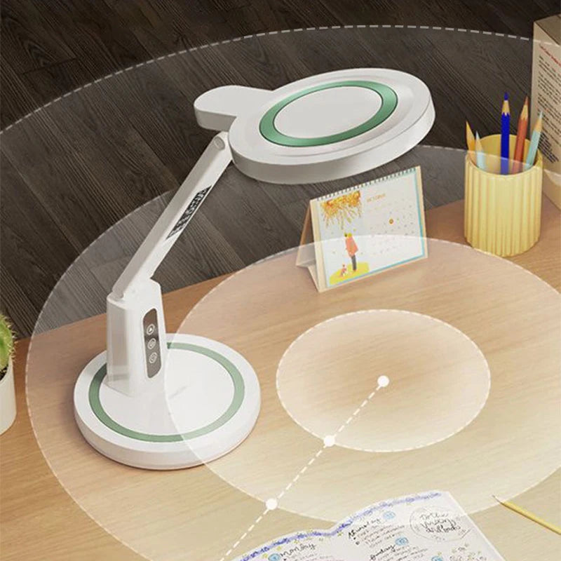 LED Clock Table Lamp – Dimmable, Foldable, and USB Rechargeable Desk Lamp for Eye Protection