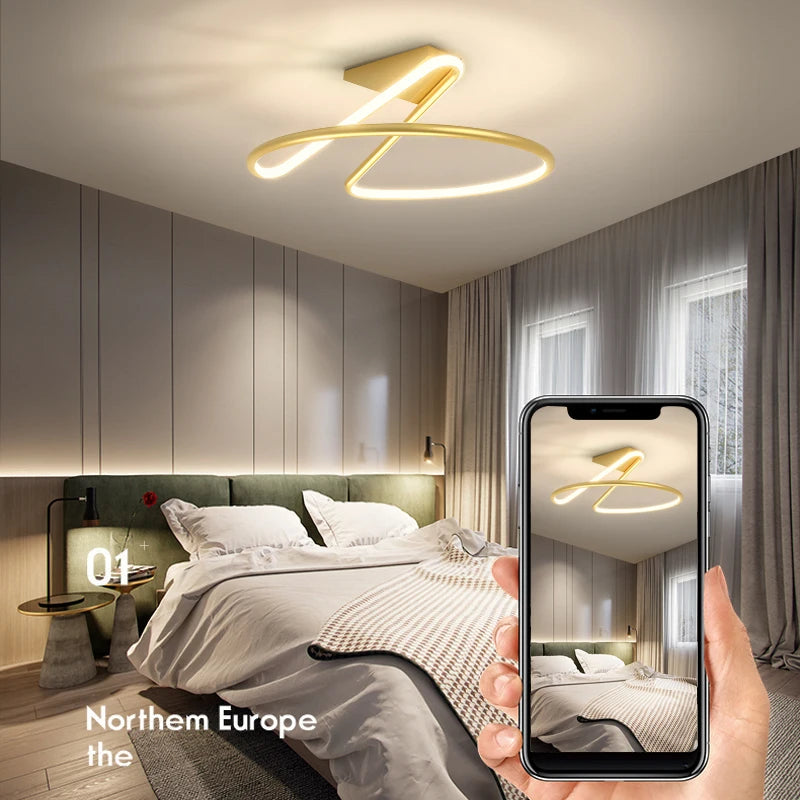 Ceiling Light Simple Modern Bedroom Atmosphere Duplex Villa Hall Nordic Lamps Minimalist Living Room Lamp Room Ceiling Lights