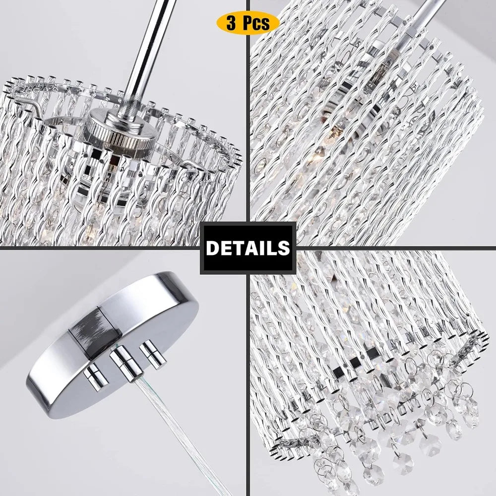 Farmhouse Crystal Pendant Light Fixtures - Modern Kitchen Island Lighting