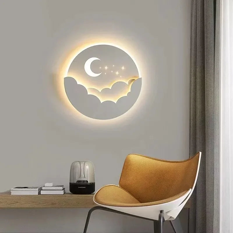 Modern LED Wall Sconce Lamp - Moon Star Mood Light for Living, Dining, Bedroom