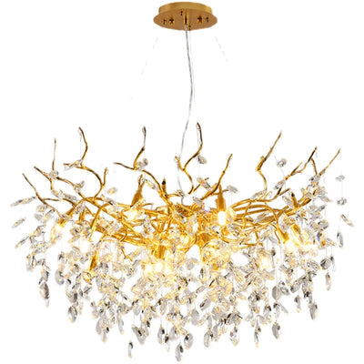 French Luxury Branch Crystal Chandelier - American Dining, Living Room Gold LED Ceiling Lamp