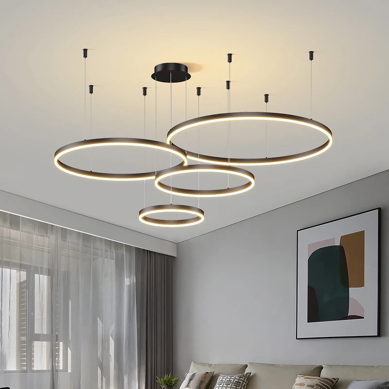 Modern LED Circular Ring Ceiling Chandelier - Stylish Indoor Lighting Fixture