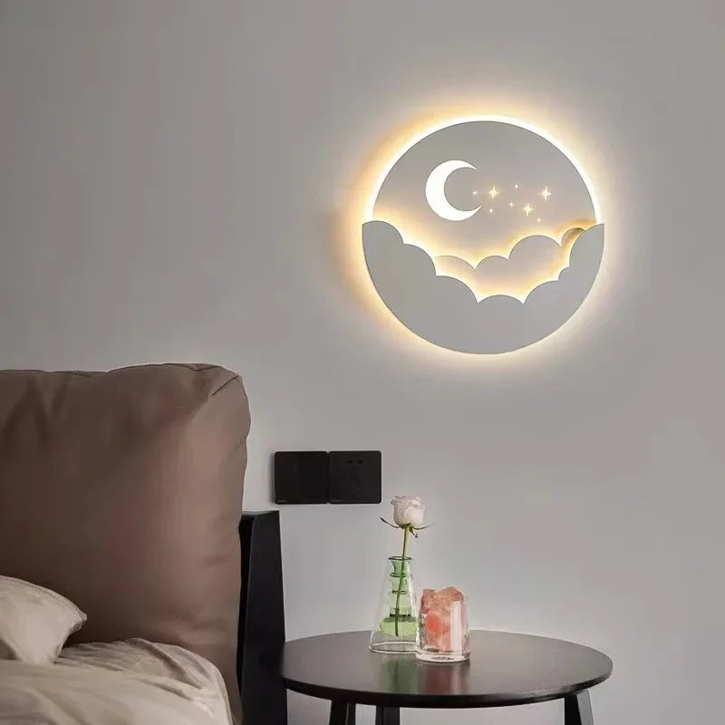 Modern LED Wall Sconce Lamp - Moon Star Mood Light for Living, Dining, Bedroom