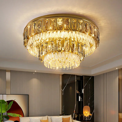 Modern Gold Crystal Ceiling Light - Luxury LED Lustres for Living Room Decor