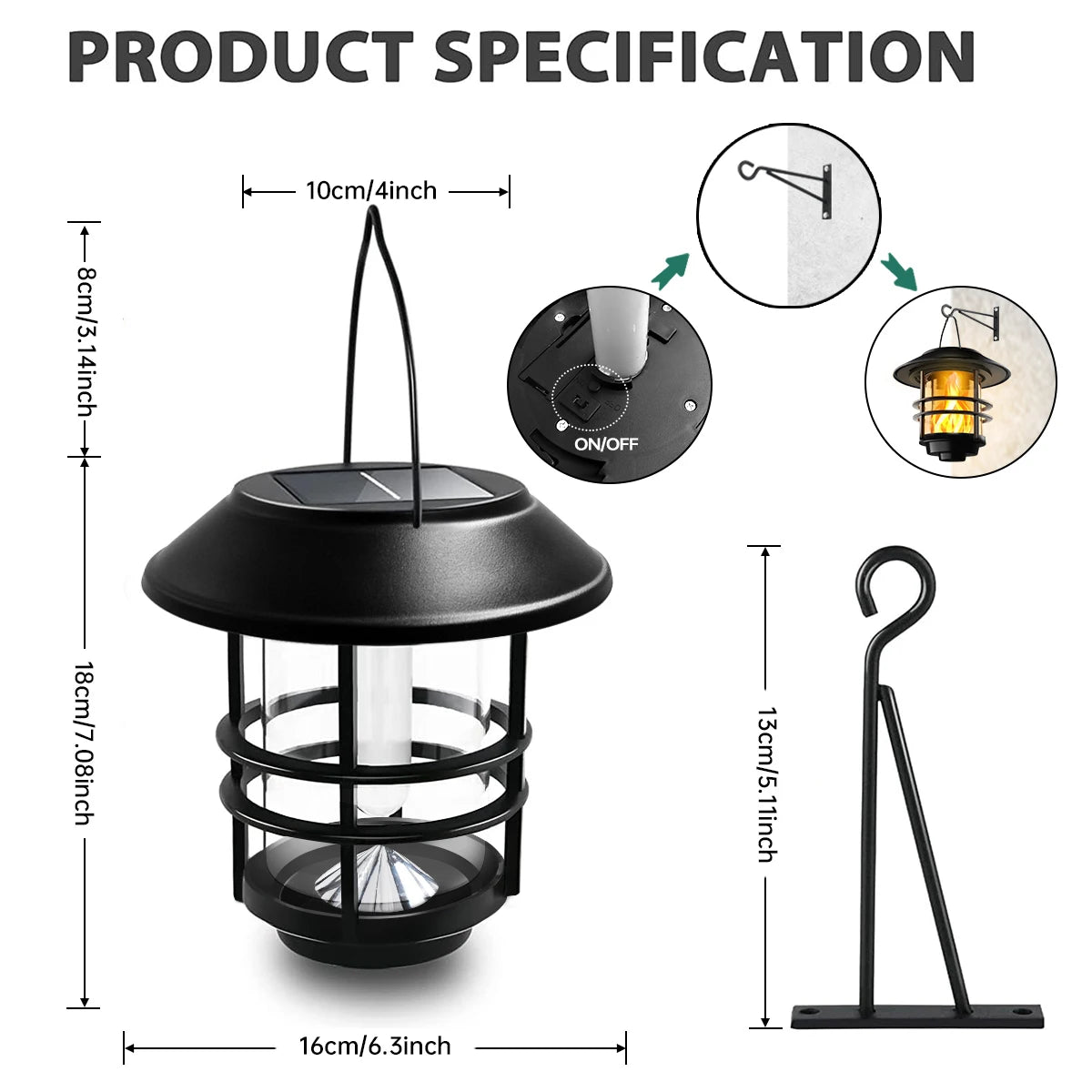 2-Pack Solar Wall Lanterns with Flickering Flame Effect for Outdoor Use