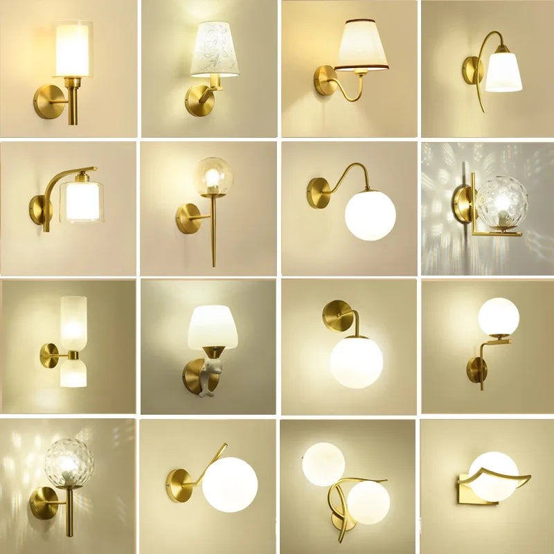 Modern LED Gold Glass Ball Wall Lamp for Indoor Lighting Decoration