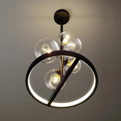 Nordic LED Pendant Lights - Modern Black Art Iron 5-Head Clear Bubble Suspension for Dining Room and Kitchen Island