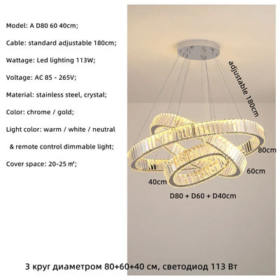 Modern Luxury Led Dimmable Pendant Lights Lustre Living Room Chandelier Lamp Fixtures Foyer Shiny Steel Led Luminarias Light