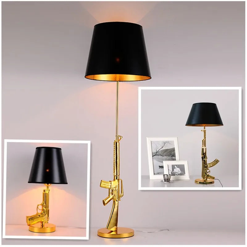 Modern Gold Chrome AK47 Table Lamp: Guns Table Lamp Design for Bedroom Living Room Bar Decoration