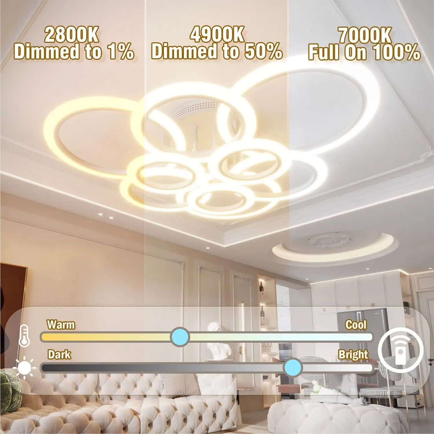 LED Ceiling Lamp Chandelier Ring Lights - Modern Smart Luster