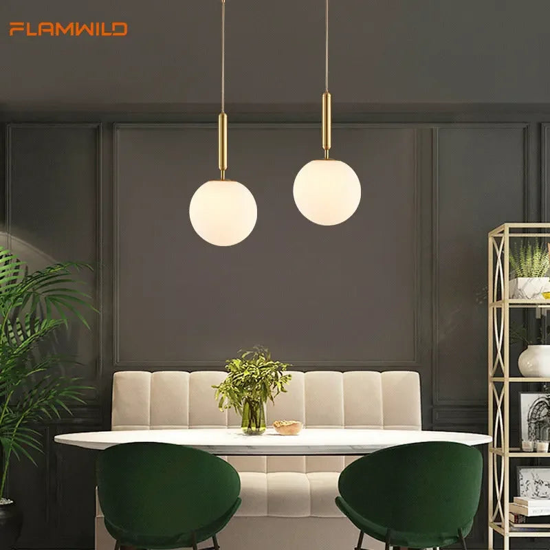 Nordic Creative Glass Ball Pendant Lamp - Simple Design for Versatile Room Lighting