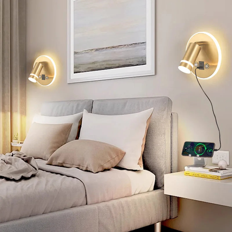 Reading Wall Lamp - USB Charging Wall Light for Bedroom, Living Room