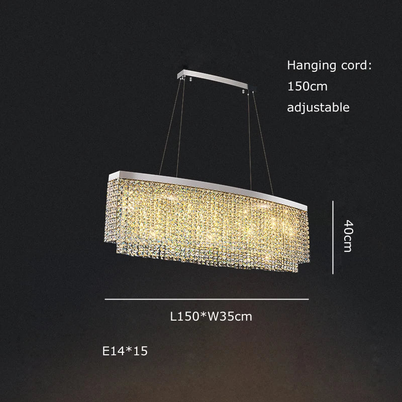 Opulent Crystal Tassel Ceiling Chandelier - A Golden Statement Piece for Luxurious Dining Spaces