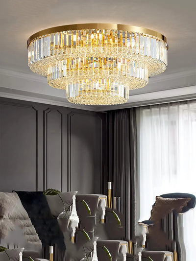 Modern Luxury Crystal Ceiling Chandelier - Elegant LED Gold Light Fixture for Large Living Rooms