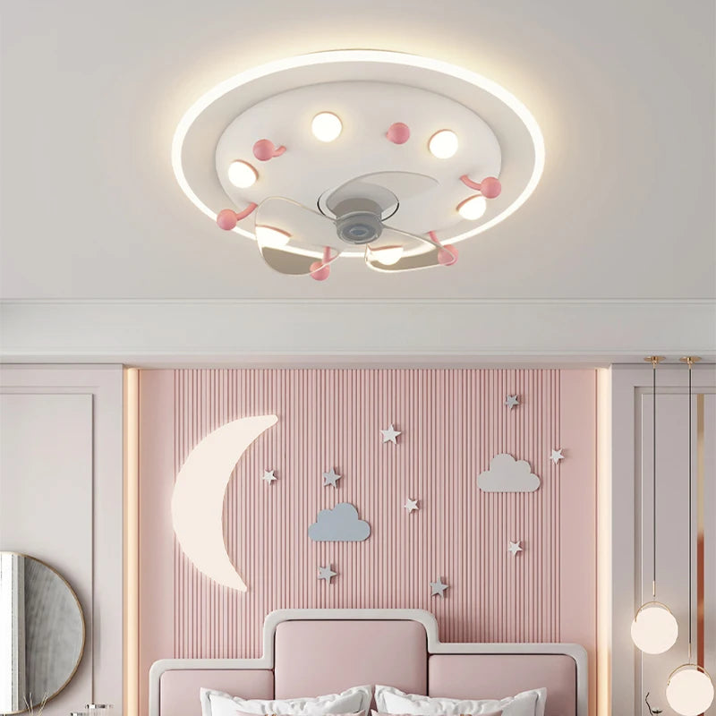 Simple LED Bedroom Fan Light - Dining Room Living Room Children's Room Airplane Electric Fan - Family Indoor Lighting Ceiling Lights