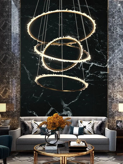 Modern Crystal LED Chandelier - Luxury Indoor Hanging Lamps for Duplex Building