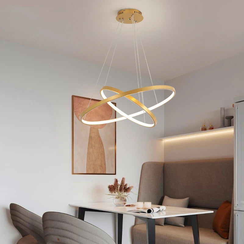 Modern LED Dining Room Chandeliers - Simple Ring Chandelier for Living Room and Bedroom - Home Indoor Lighting Decorative Pendant Lamps