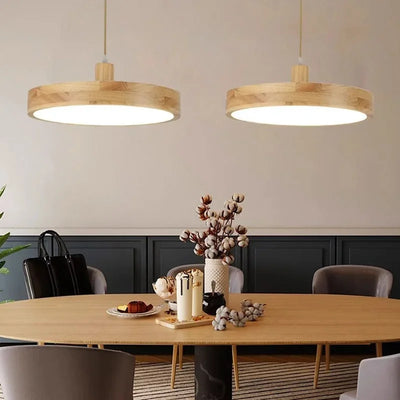 Nordic Wooden Pendant Light: Ultra-thin Acrylic Lampshade for Living Room, Bedroom, Beside, Study, Hotel Lamp - LED Lighting Fixture