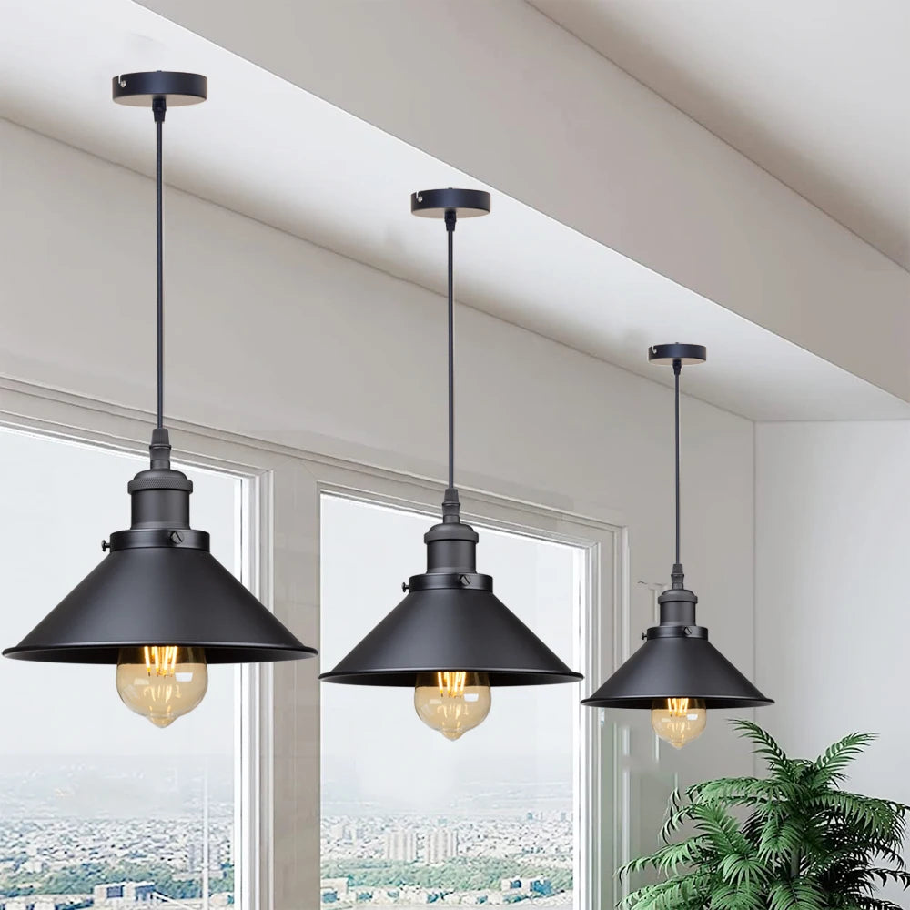 Black Vintage Pendant Light | Retro Hanging Chandelier Lamp