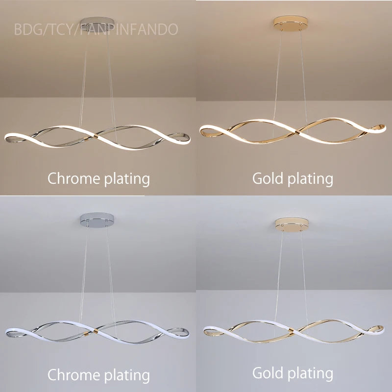 Modern LED Chandelier - Gold Chrome Hanging Lights for Elegant Interiors