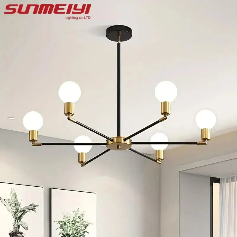 Simple Modern Six-Head Iron Ceiling Lamp - Personalized Lighting for Nordic American Style Staircase