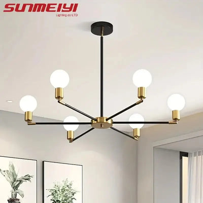 Simple Modern Six-Head Iron Ceiling Lamp - Personalized Lighting for Nordic American Style Staircase