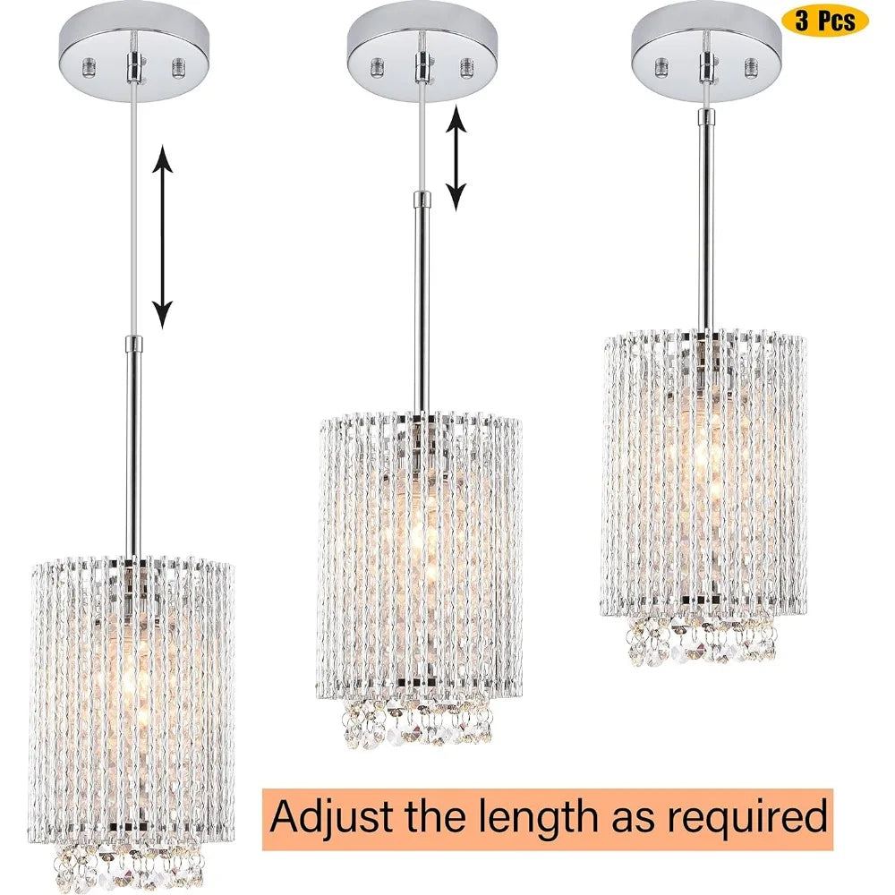 Farmhouse Crystal Pendant Light Fixtures - Modern Kitchen Island Lighting