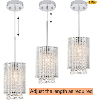 Farmhouse Crystal Pendant Light Fixtures - Modern Kitchen Island Lighting