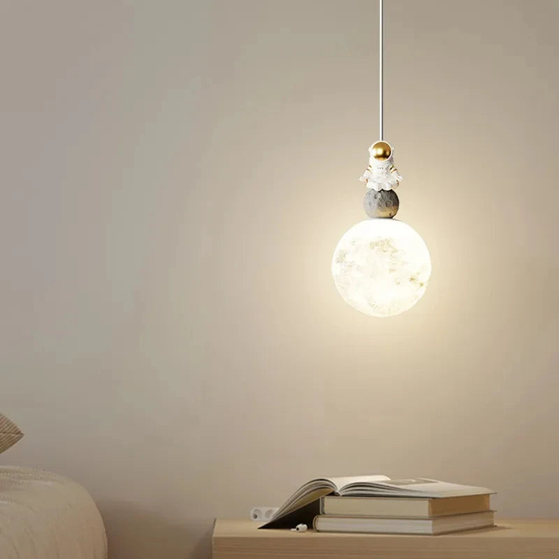 Lunar Astronaut Pendant Light - Minimalist Charm for Bedroom Decor