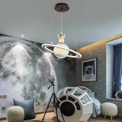 Nordic Astronaut & Planet Glass Pendant Light for Children's Bedroom and Home Decor