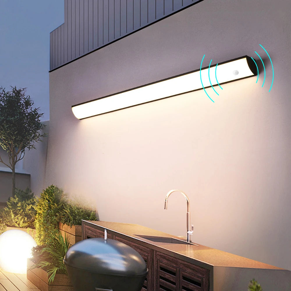 LED Wall Light for Garden Outdoor - Long Strip Waterproof Sensor Lamp