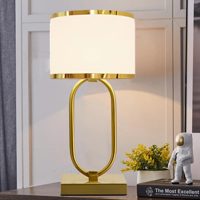 Luxurious European Cloth and Metal Table Lamp - Perfect for Study, Bedside, and Living Room Décor