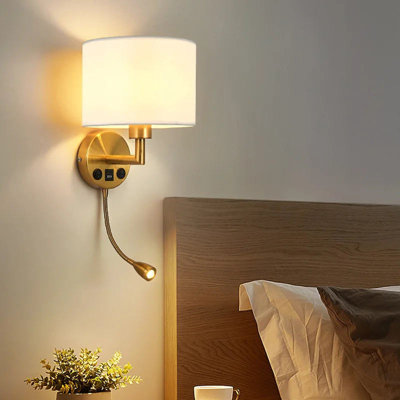 Modern Bedside Wall Lamp with Rotating Spotlight - Stylish and Functional Lighting for Every Room