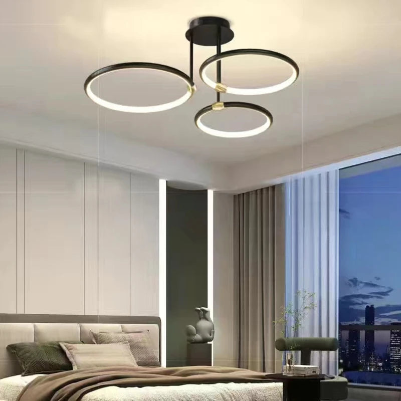 Postmodern Gold LED Chandelier - Elegant Ceiling Lighting Fixture with Remote Control Dimming