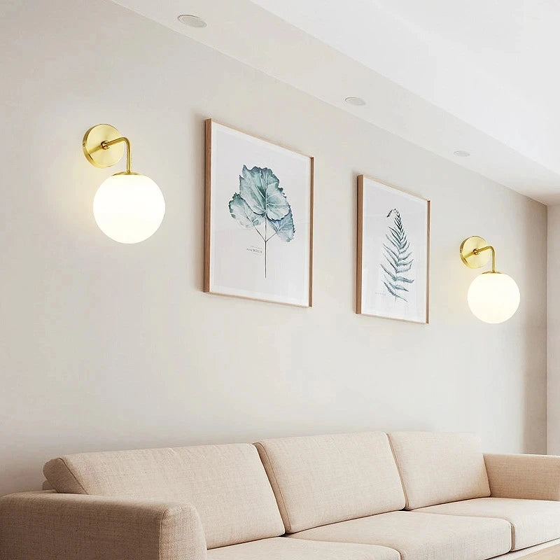 Nordic Wall Lamp: Elegant Golden Wall Lights with Special Glass Round Ball