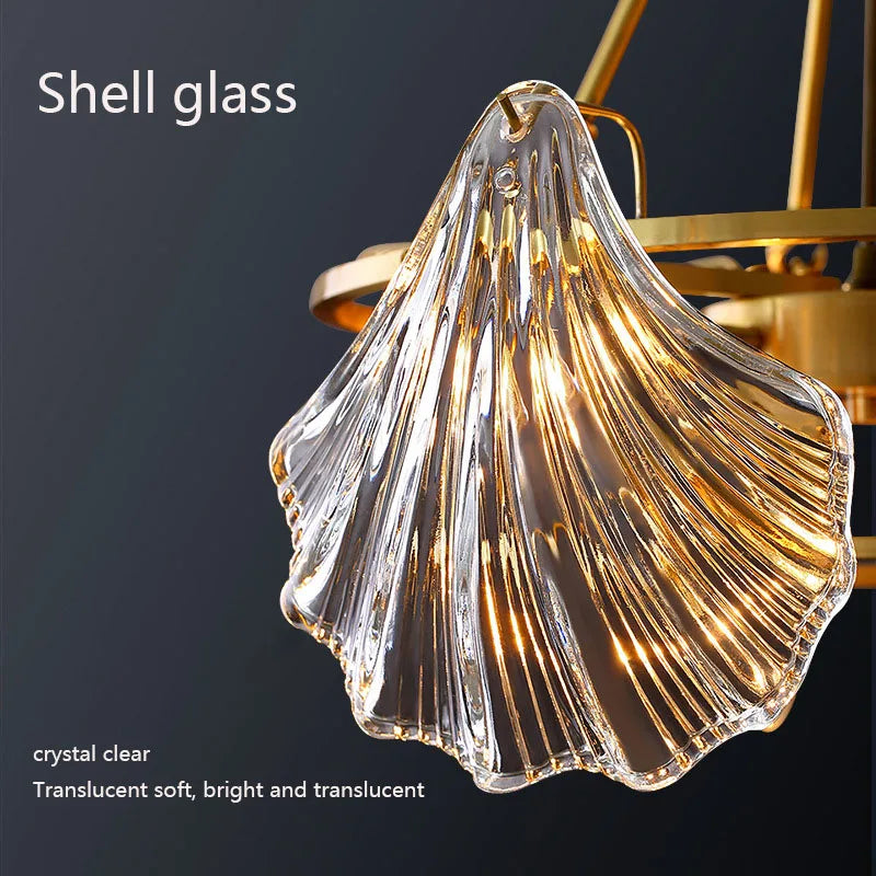 Luxury Modern Crystal Shell Chandelier for Dining Room Bedroom Living Room Ceiling Lamp