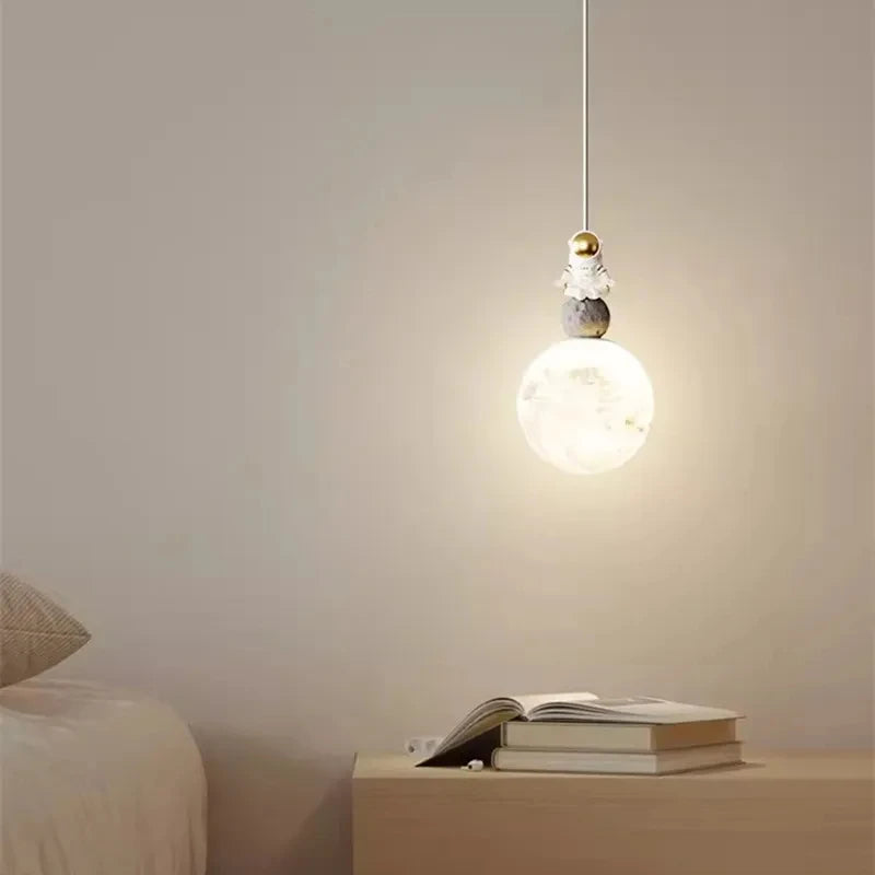 Lunar Astronaut Pendant Light - Minimalist Charm for Bedroom Decor