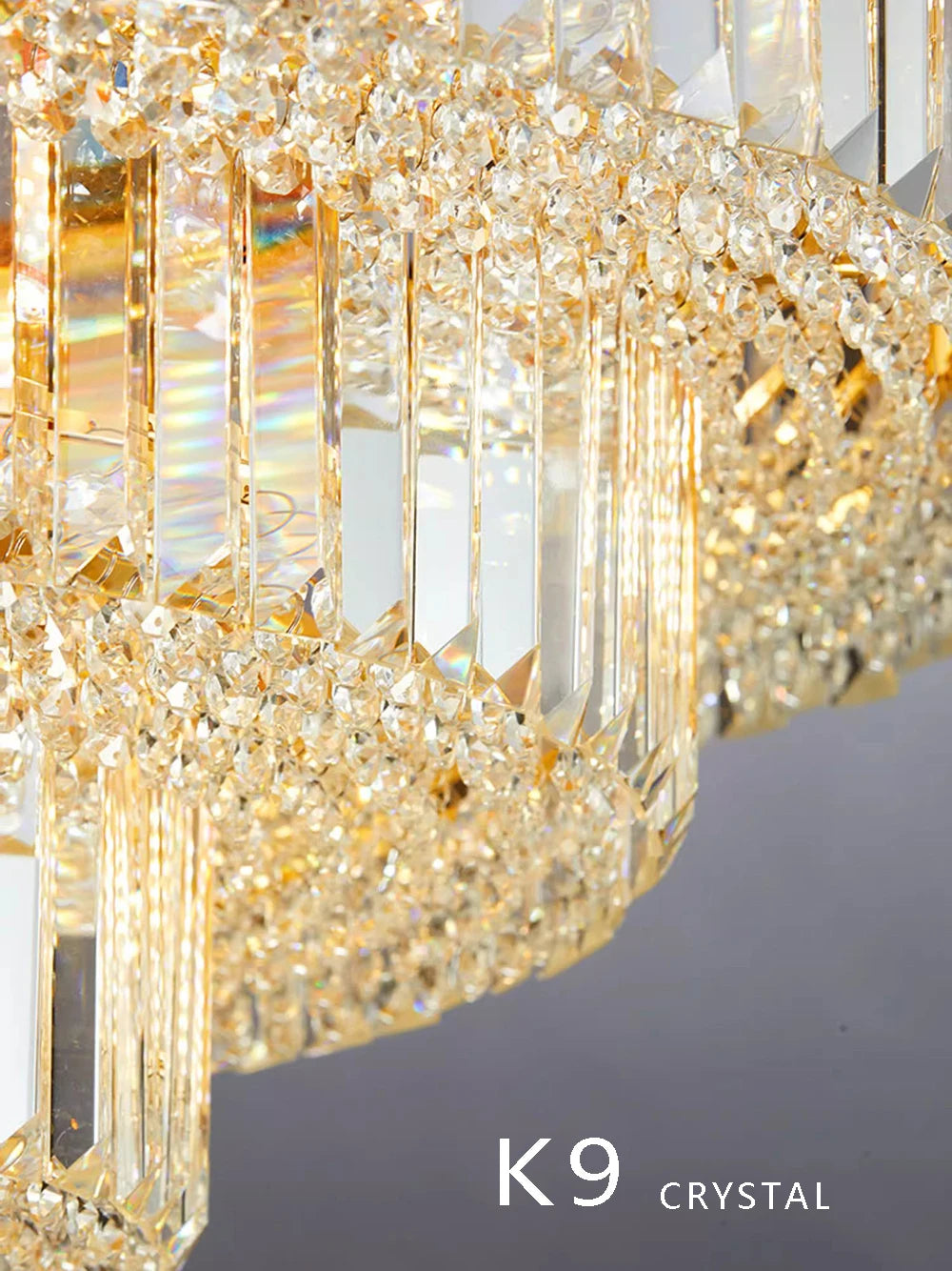 Modern Luxury Crystal Ceiling Chandelier - Elegant LED Gold Light Fixture for Large Living Rooms