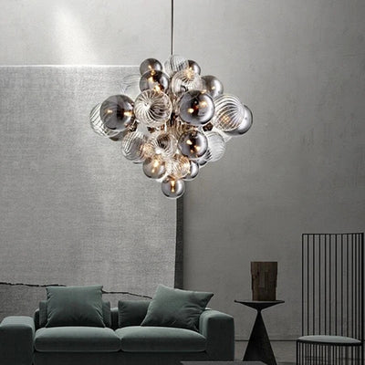 Modern Nordic Style LED Chandelier - Elegant Grey Glass Ball Design