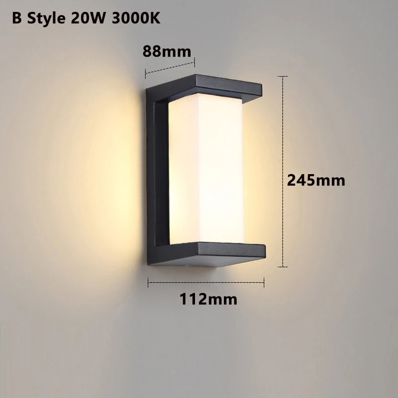 Modern LED Outdoor Wall Light with Motion Sensor - Waterproof IP65 Porch Lights for Balcony Garden