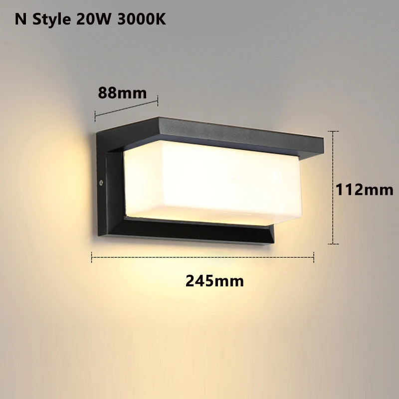 Modern LED Outdoor Wall Light with Motion Sensor - Waterproof IP65 Porch Lights for Balcony Garden